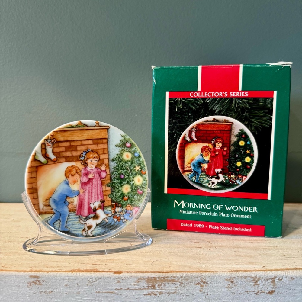 80s Hallmark Morning of Wonder #3 Miniature Porcelain Plate Ornament | 1989